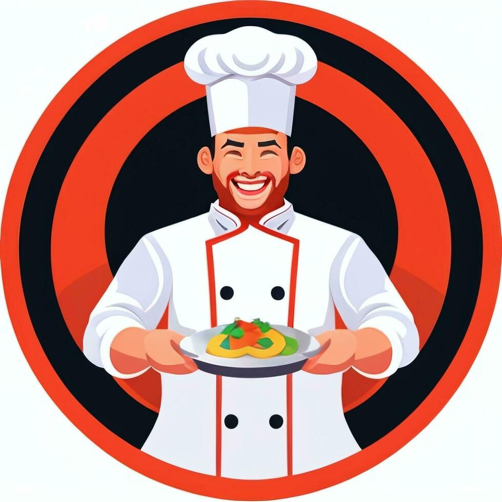 ai gerado chefe de cozinha cozinhar avatar ícone grampo arte adesivo decoração simples fundo foto