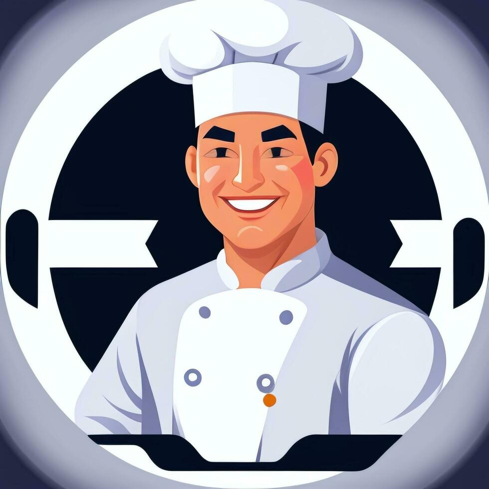 ai gerado chefe de cozinha cozinhar avatar ícone grampo arte adesivo decoração simples fundo foto