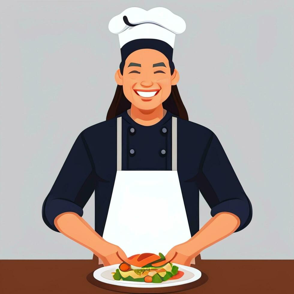 ai gerado chefe de cozinha cozinhar avatar ícone grampo arte adesivo decoração simples fundo foto