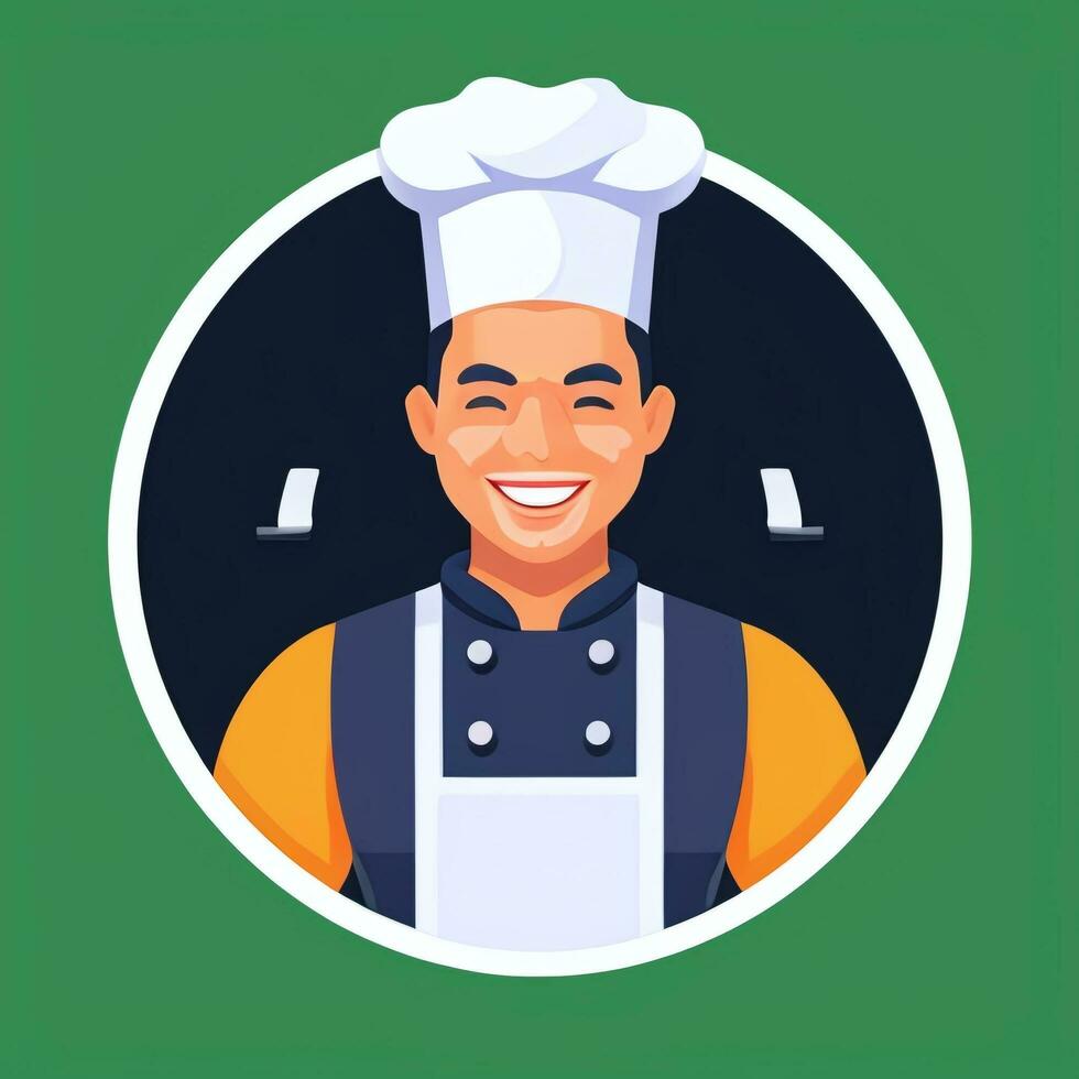 ai gerado chefe de cozinha cozinhar avatar ícone grampo arte adesivo decoração simples fundo foto