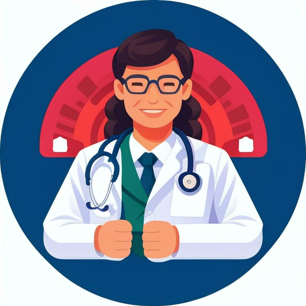 ai gerado médico médico avatar ícone grampo arte adesivo decoração simples fundo foto