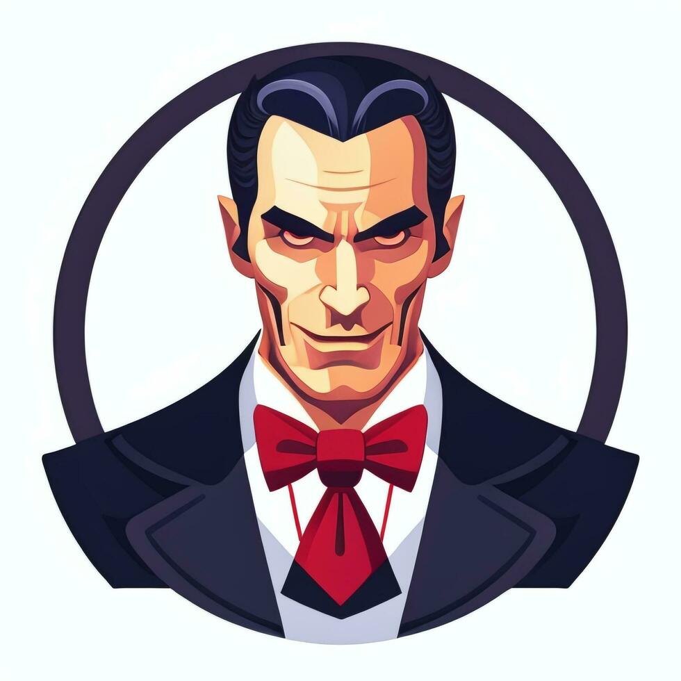 ai gerado Drácula vampiro avatar jogador ícone grampo arte adesivo decoração simples fundo foto