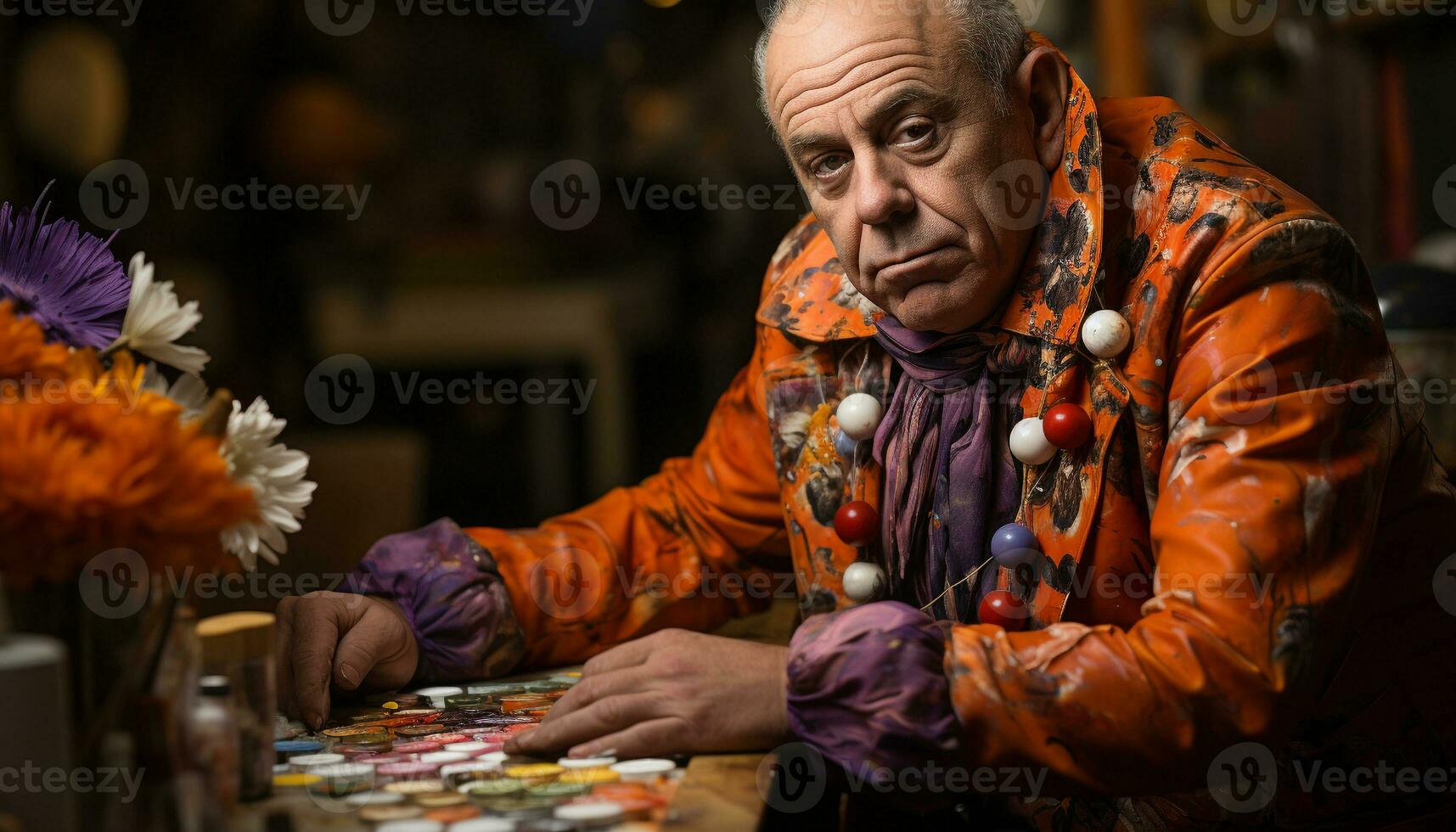 ai gerado sorridente homem, iluminado cidade, confiante, desfrutando vida noturna, olhando às Câmera gerado de ai foto