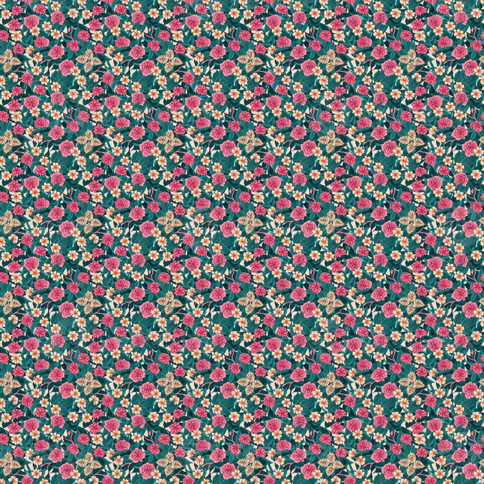 ai gerado rosa flor flora padronizar presente embrulho papel de parede colorida desatado foto