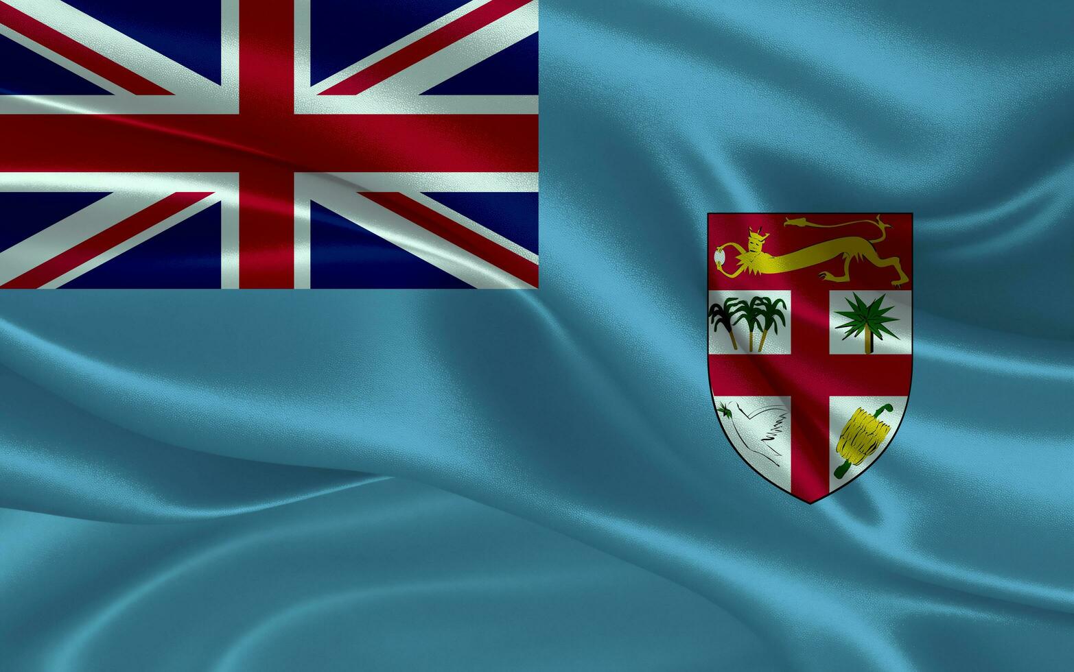 3d acenando realista seda nacional bandeira do fiji. feliz nacional dia fiji bandeira fundo. fechar acima foto