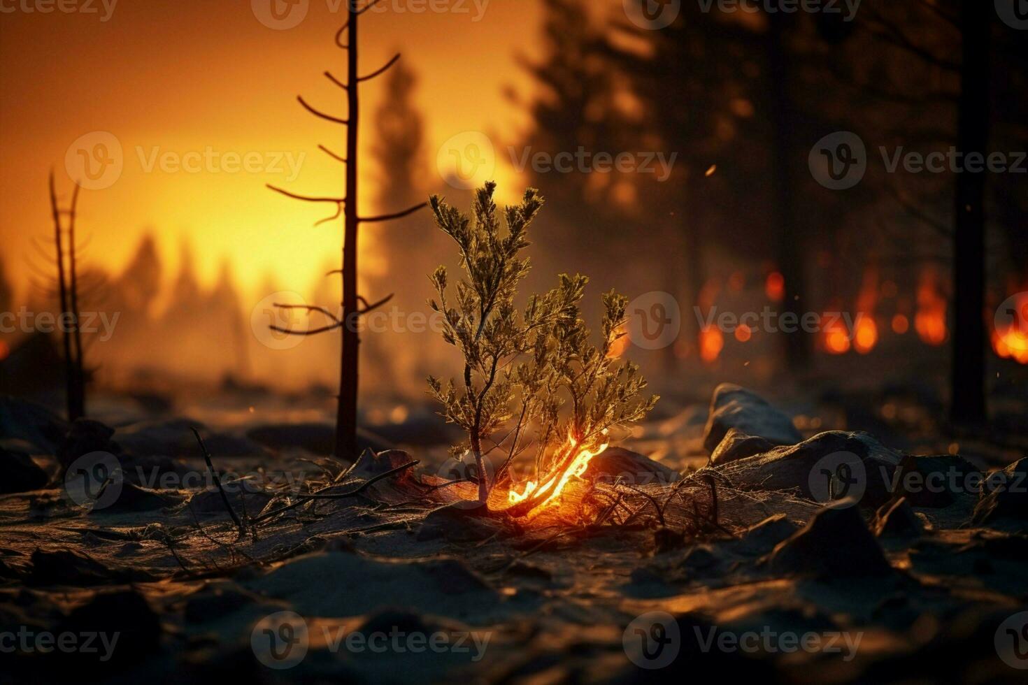 incêndios floresta fogo envolve madeiras fogo spreads descontroladamente ai gerado foto