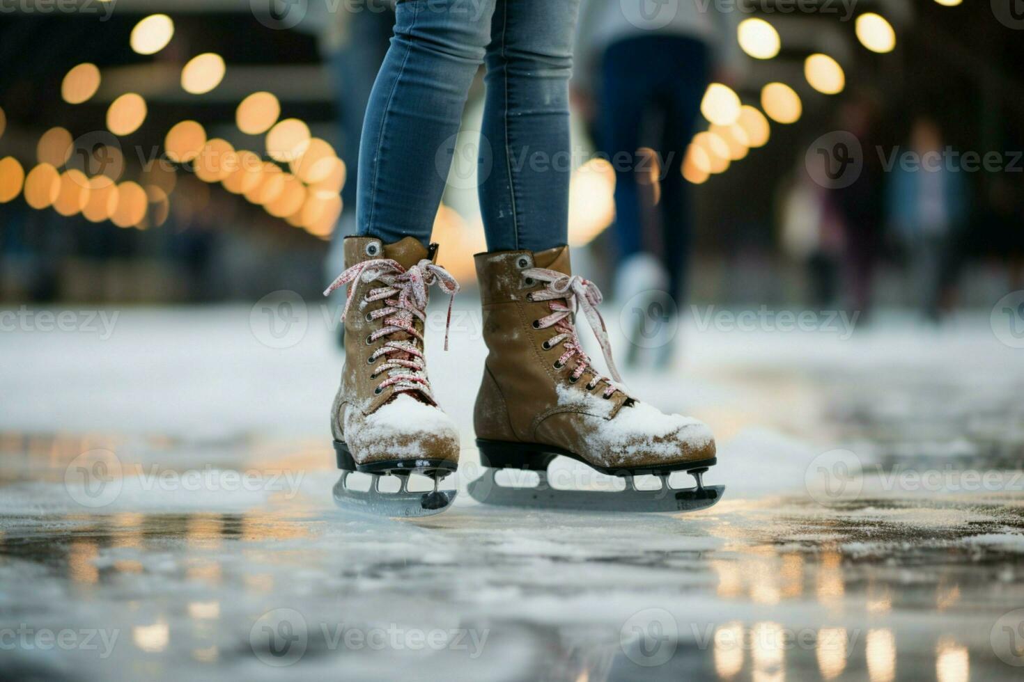 ai gerado festivo gelo patinação uma inverno alegria este captura a Natal espírito ai gerado foto