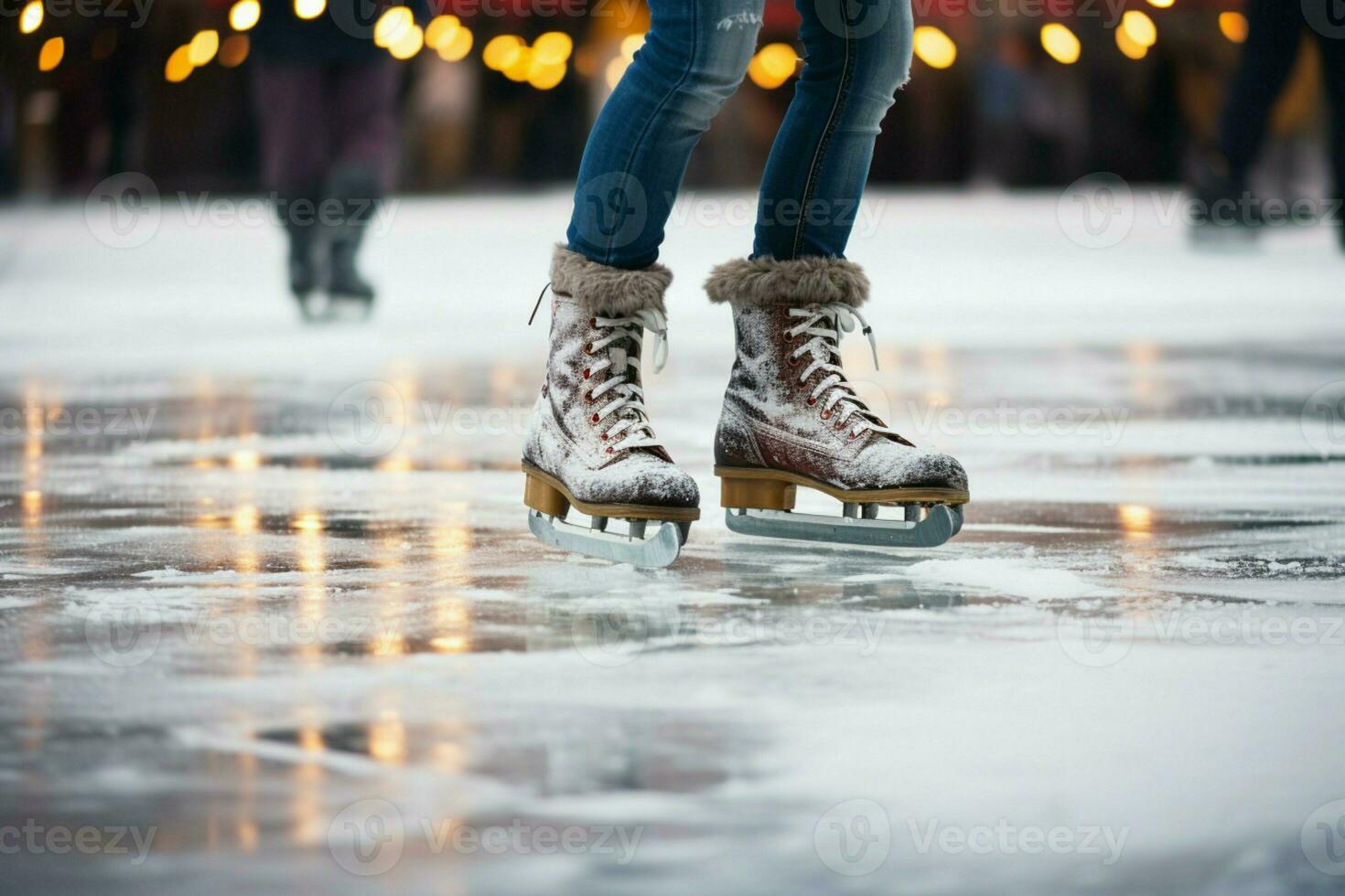 ai gerado festivo gelo patinação uma inverno alegria este captura a Natal espírito ai gerado foto