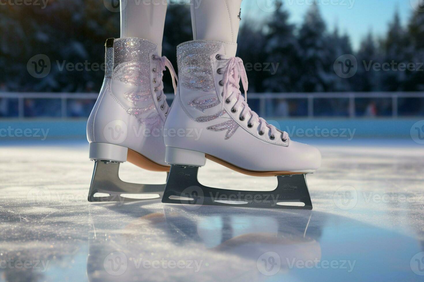 ai gerado festivo gelo patinação uma inverno alegria este captura a Natal espírito ai gerado foto