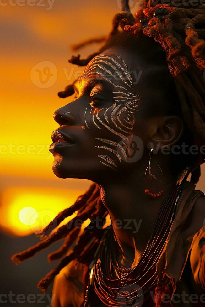 crepúsculo tribal visão, ai gerado foto