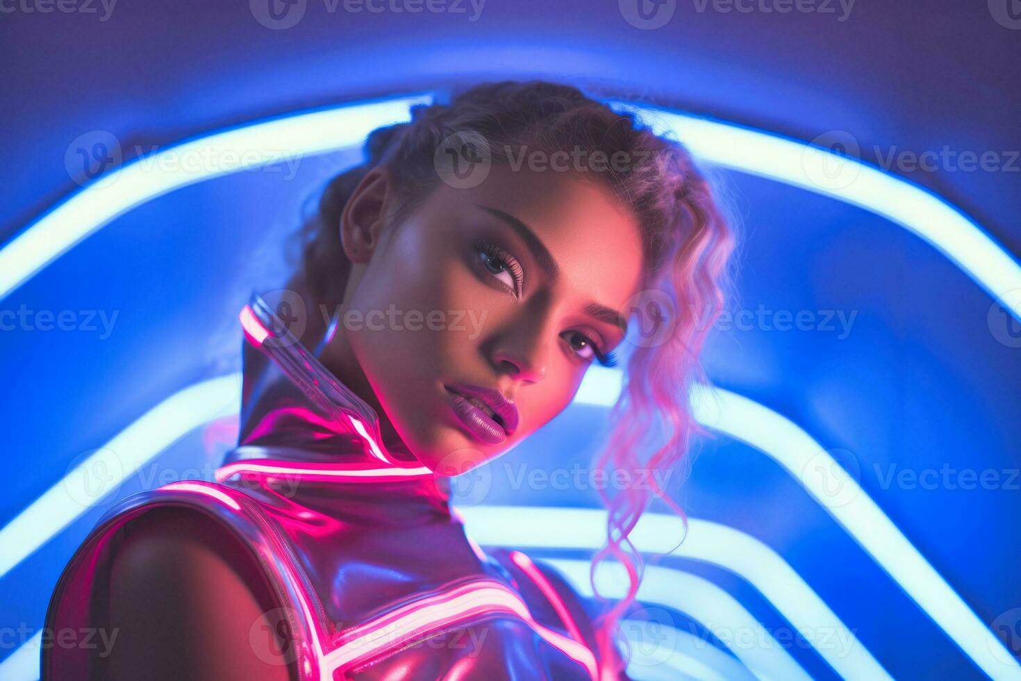 ai gerado. cyberpunk moda declaração foto