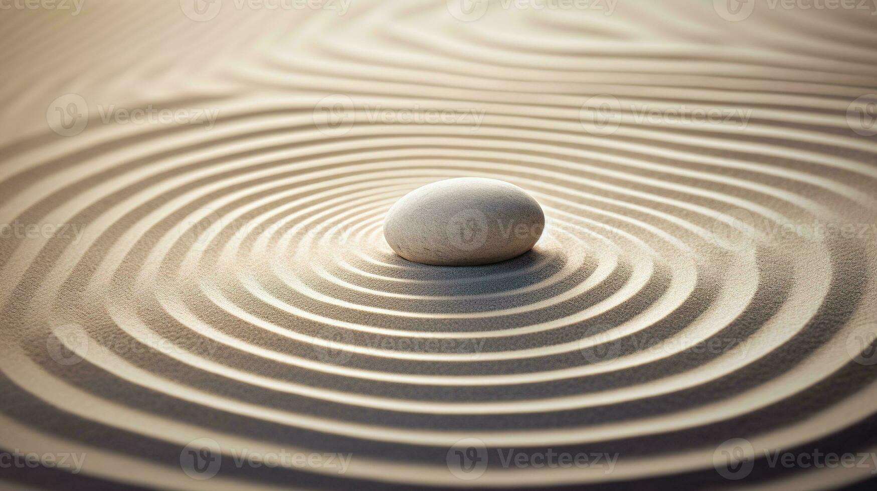 ai gerado generativo ai, zen jardim com areia e pedras, hipnótico simples ilustração, calma relaxar e meditação conceito foto