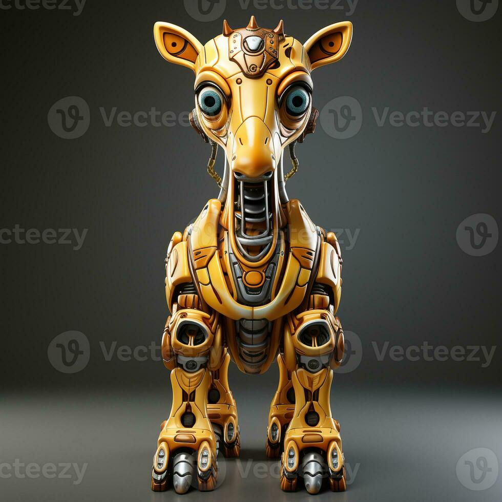 ai gerado 3d desenho animado girafa robô foto