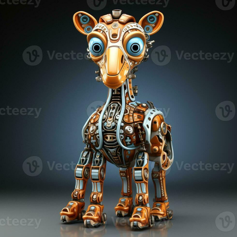 ai gerado 3d desenho animado girafa robô foto