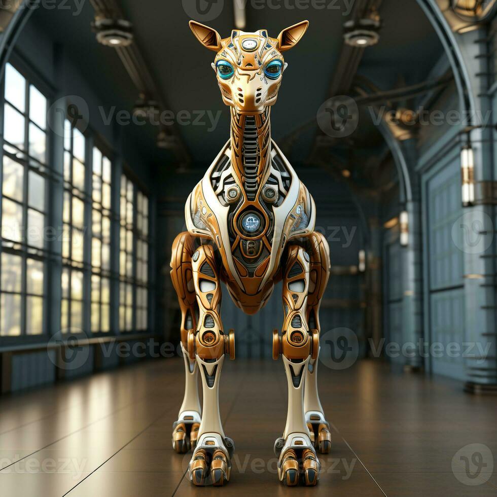 ai gerado 3d desenho animado girafa robô foto