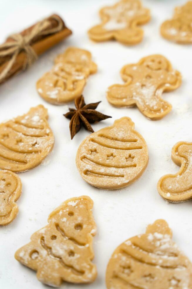 cozimento Natal biscoitos. fechar-se. seletivo foco. foto