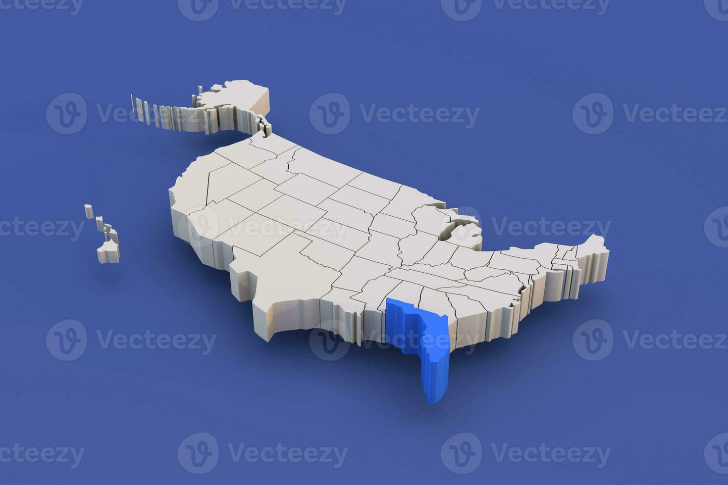 florida Estado do EUA mapa com branco estados uma 3d Unidos estados do América mapa foto