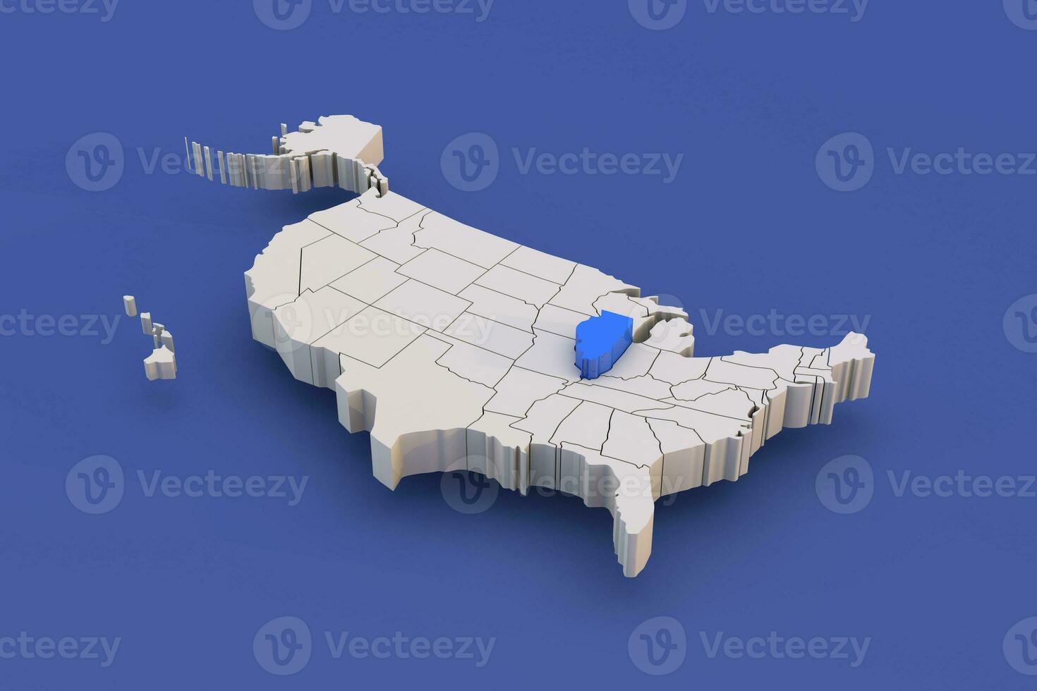 Illinois Estado do EUA mapa com branco estados uma 3d Unidos estados do América mapa foto