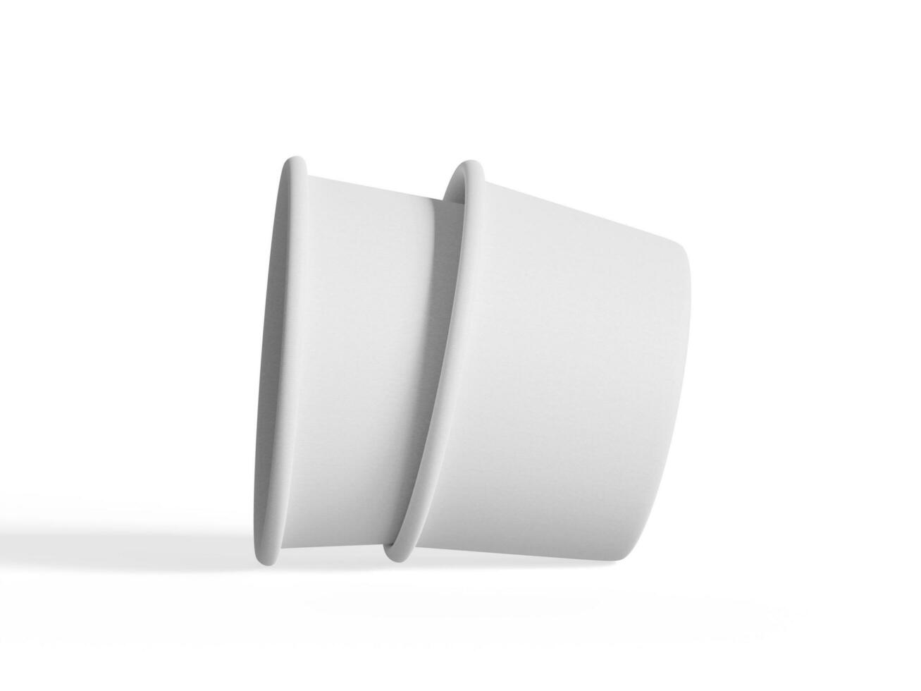 gelo creme recipiente para brincar coleção, descartável kraft papel tigela isolado em branco fundo realista 3d ilustração foto