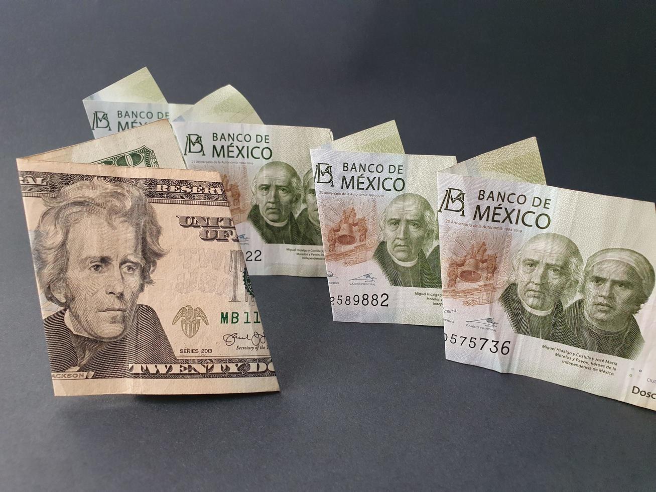 taxa de câmbio do peso mexicano e dólar americano foto