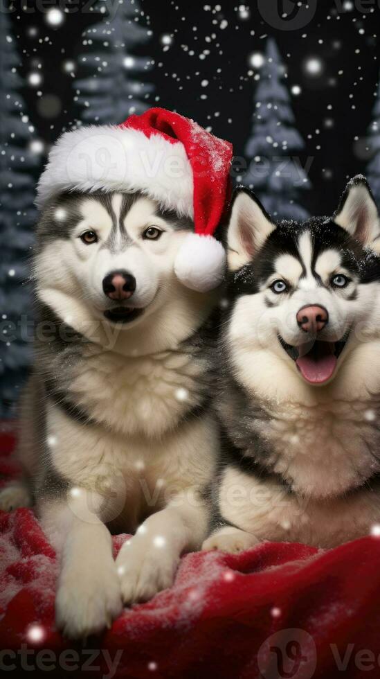 ai gerado fofa cachorro cachorro com Natal presente caixas conceito foto poster alegre presente vermelho Novo ano