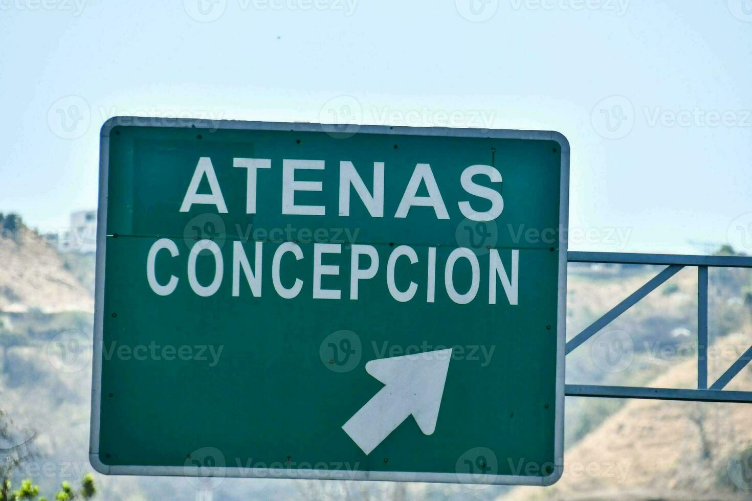 atenas concepção estrada placa foto