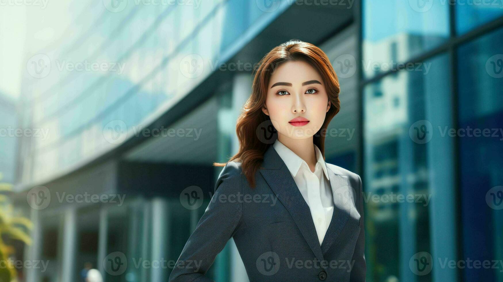 ai gerado confiante olhando lindo japonês mulher empreendedor foto