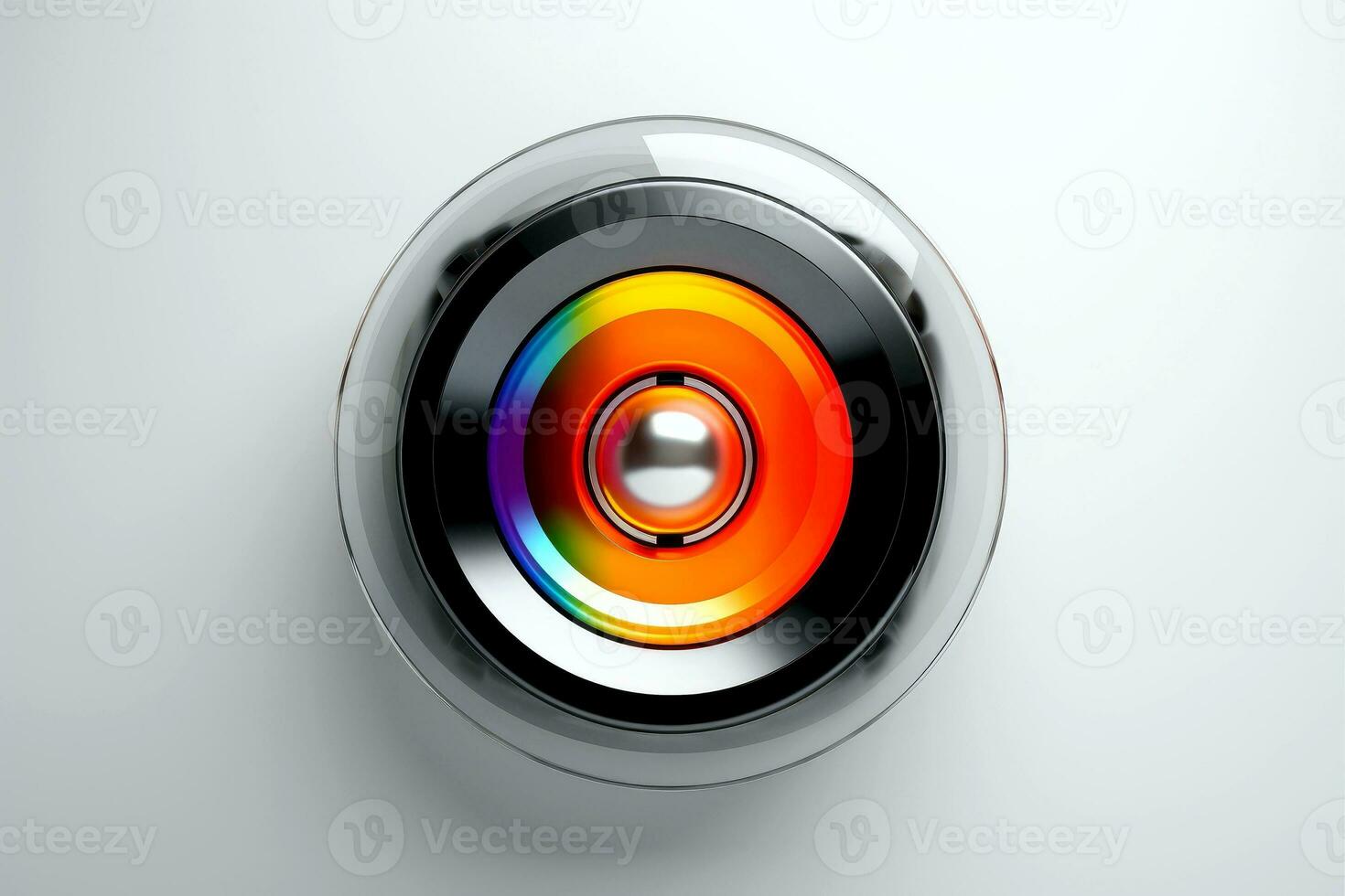 ai gerado abstrato Alto tecnologia multicolorido botão em branco fundo, generativo ai foto