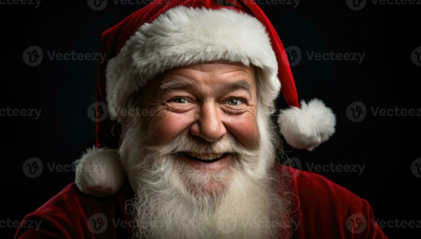 ai gerado homem santa retrato feriado claus dezembro vermelho alegre barba masculino santa Natal véspera foto