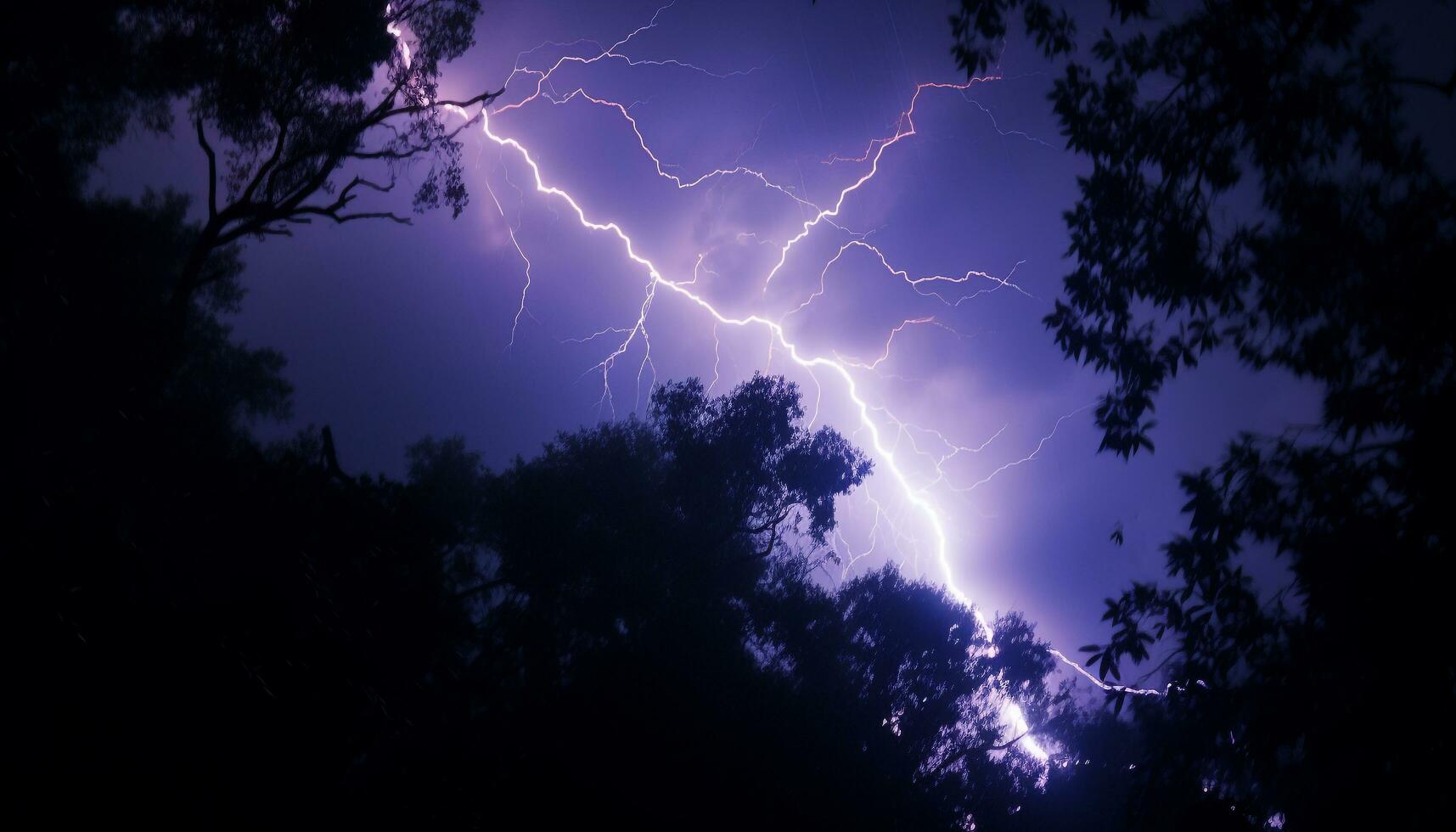 ai gerado dramático céu, Sombrio noite, trovoada, majestoso montanhas, molhado Relva gerado de ai foto