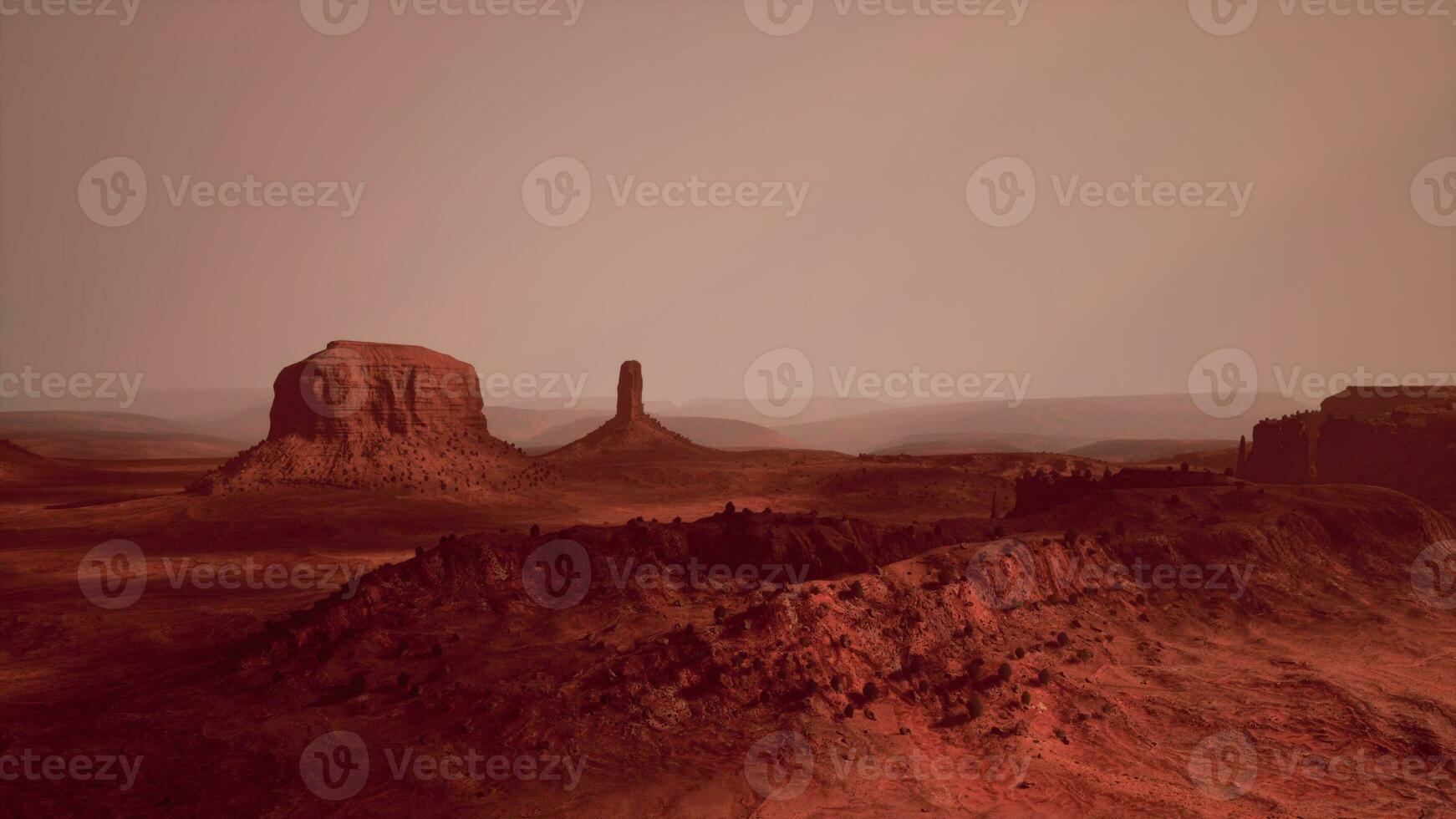 uma deslumbrante deserto panorama com uma majestoso Rocha formação dentro a distância foto