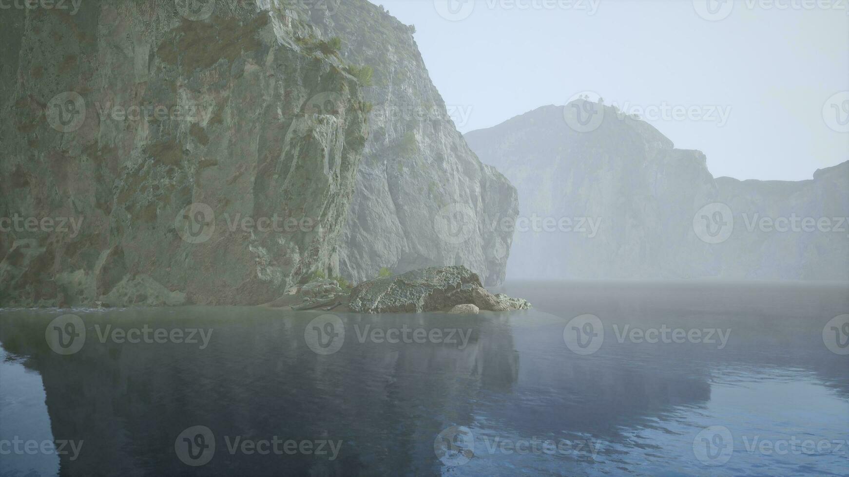 uma sereno lago aninhado entre imponente montanhas foto