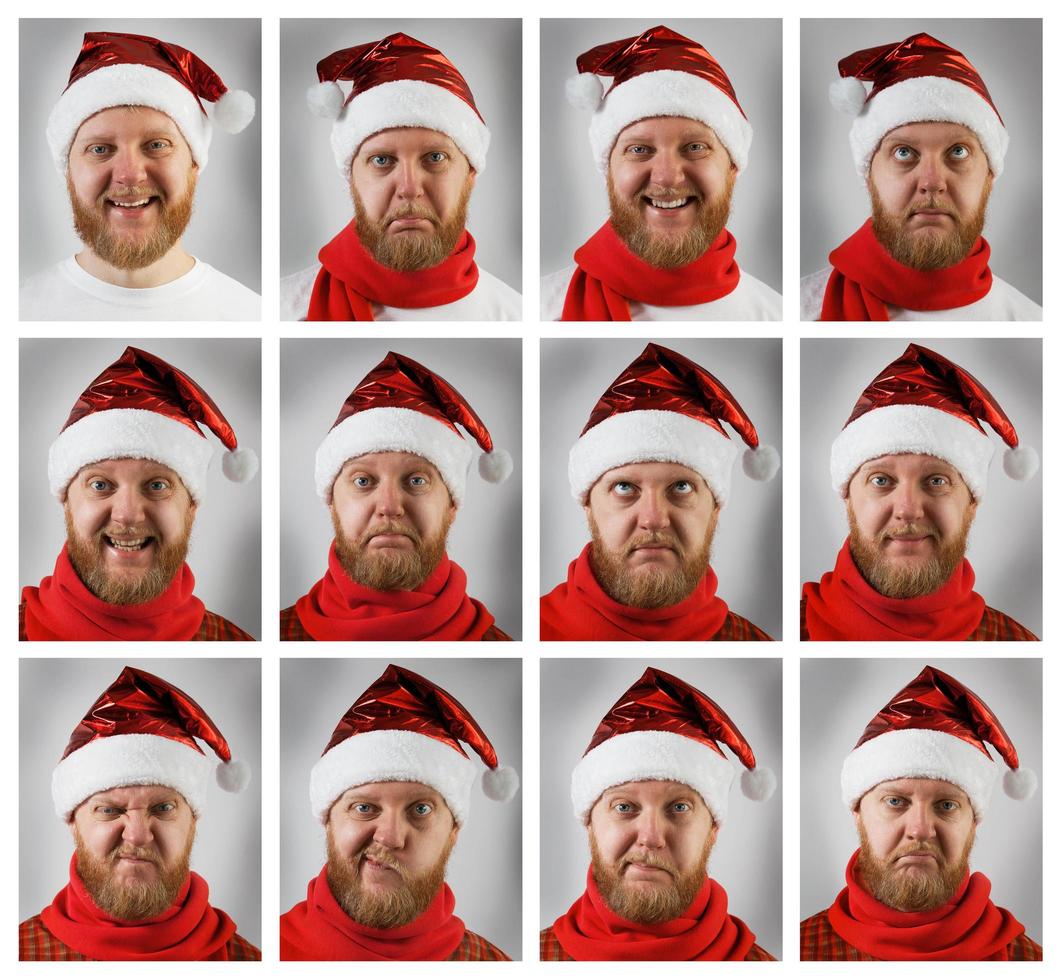 papai noel com emoções diferentes foto