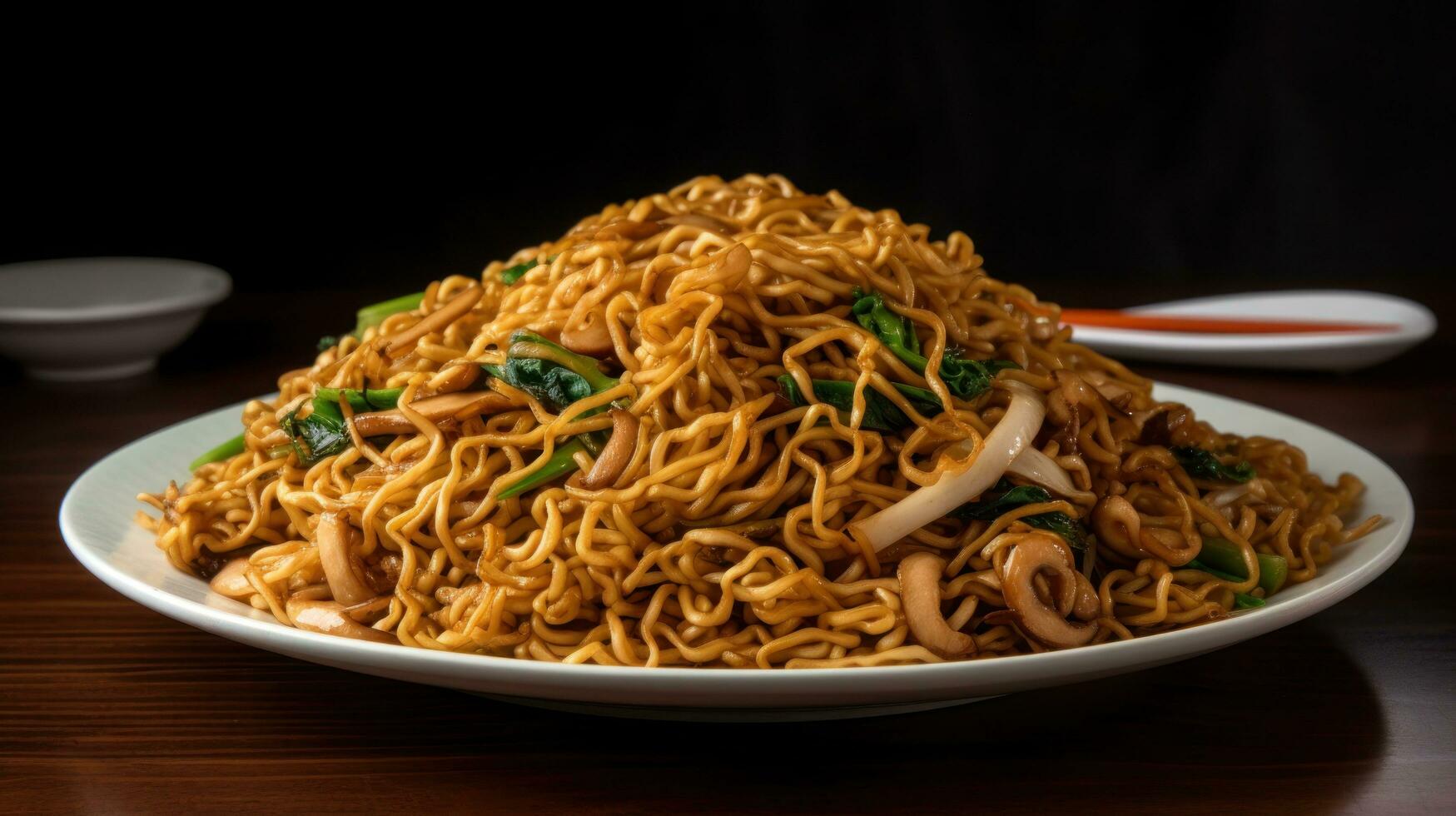 ai gerado saboroso tofu soba Macarrão a partir de Ásia foto