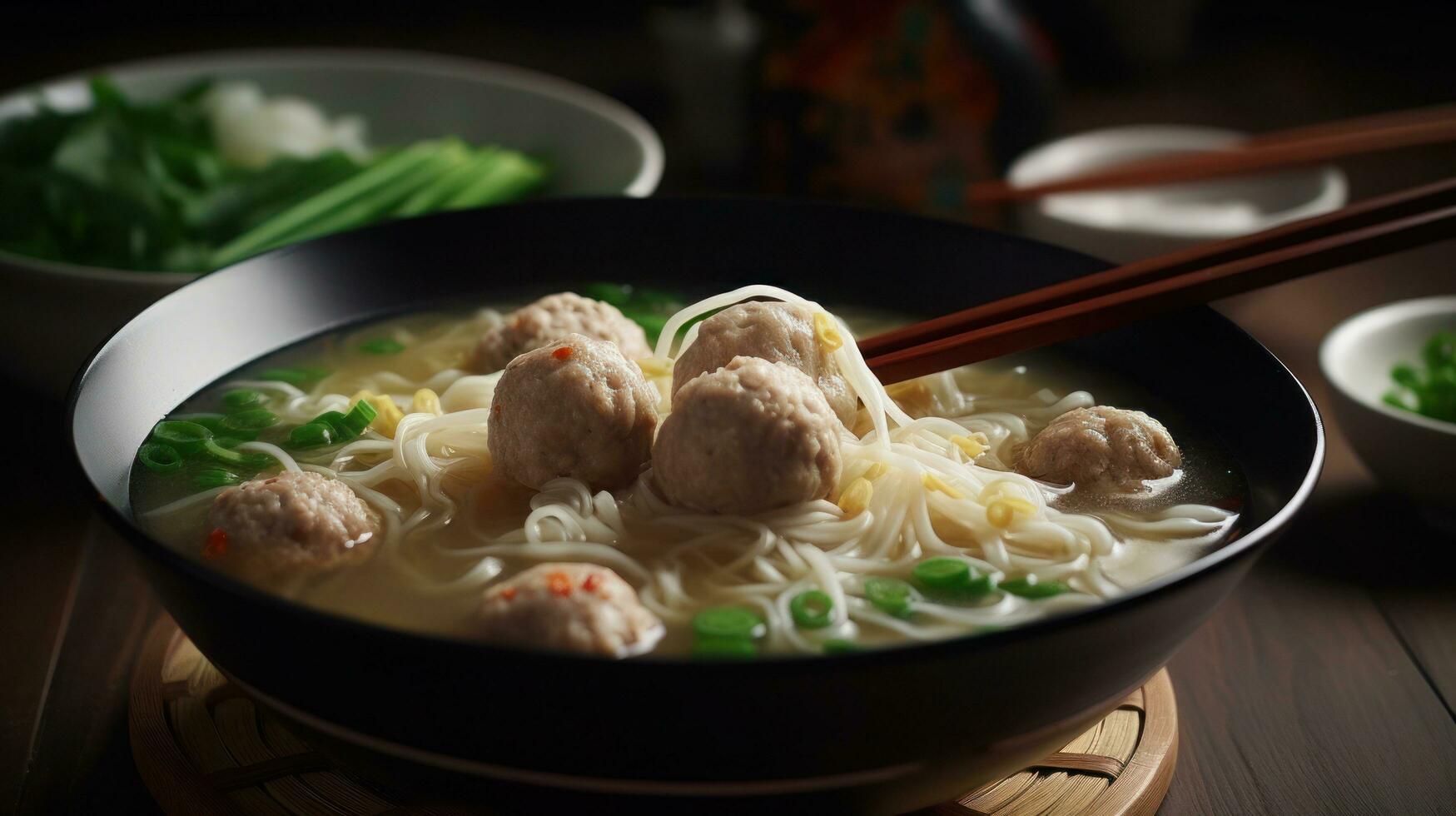 ai gerado saboroso tofu soba Macarrão a partir de Ásia foto