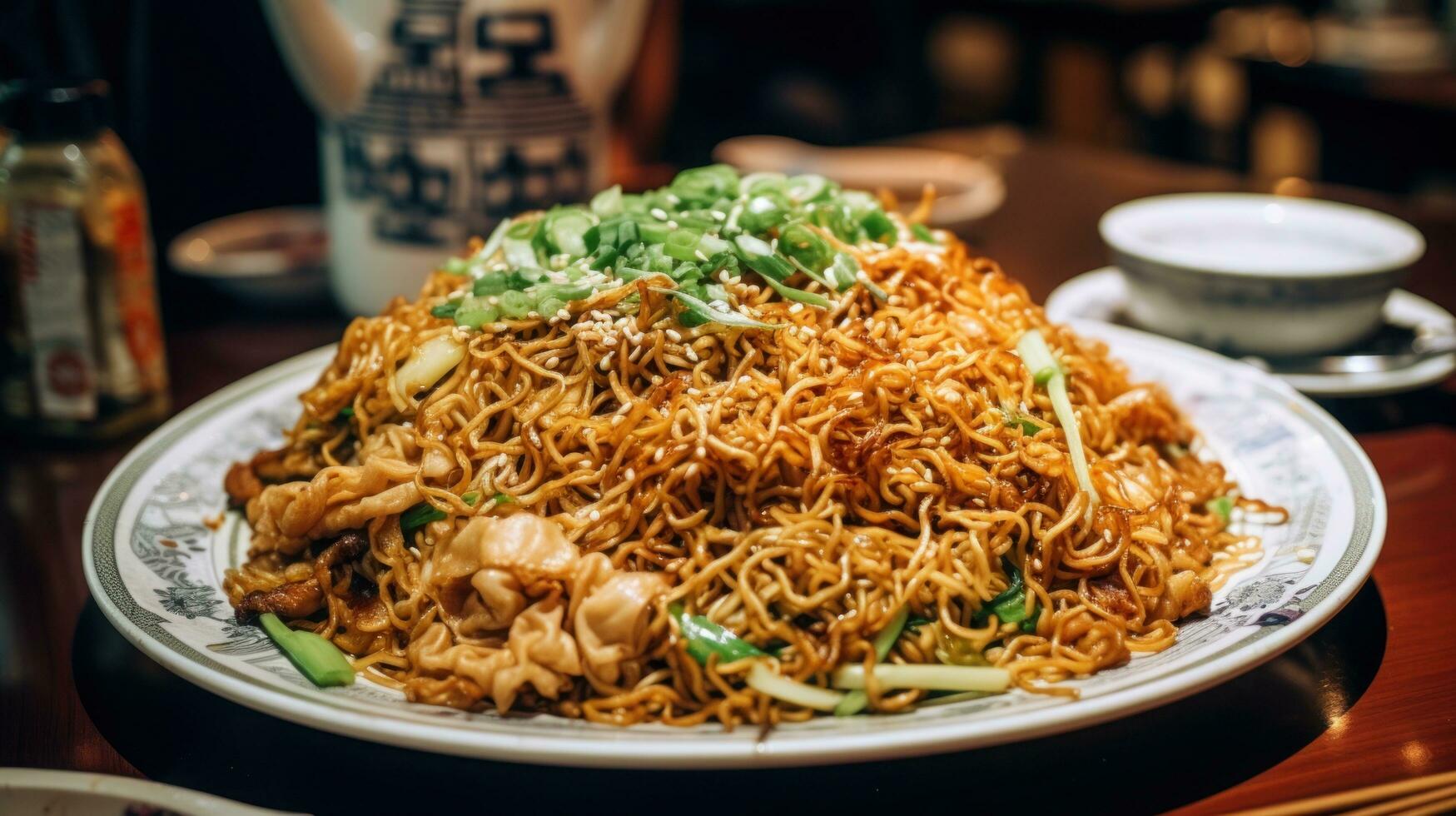 ai gerado saboroso tofu soba Macarrão a partir de Ásia foto