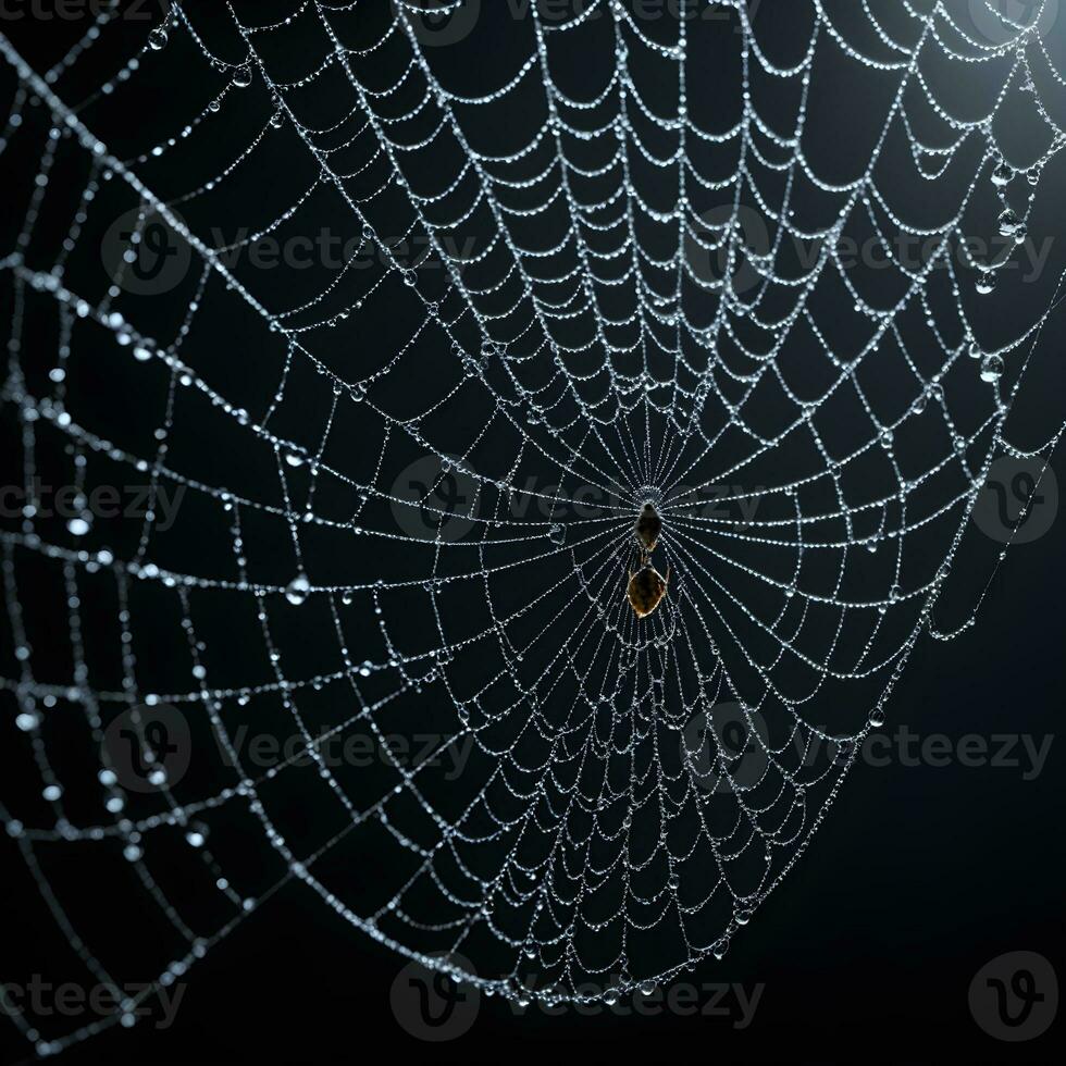 ai gerado aranha rede isolado dentro Preto fundo ai generativo foto