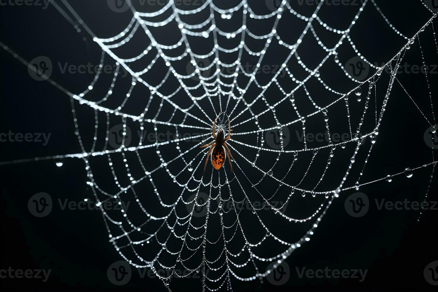 ai gerado aranha rede isolado dentro Preto fundo ai generativo foto