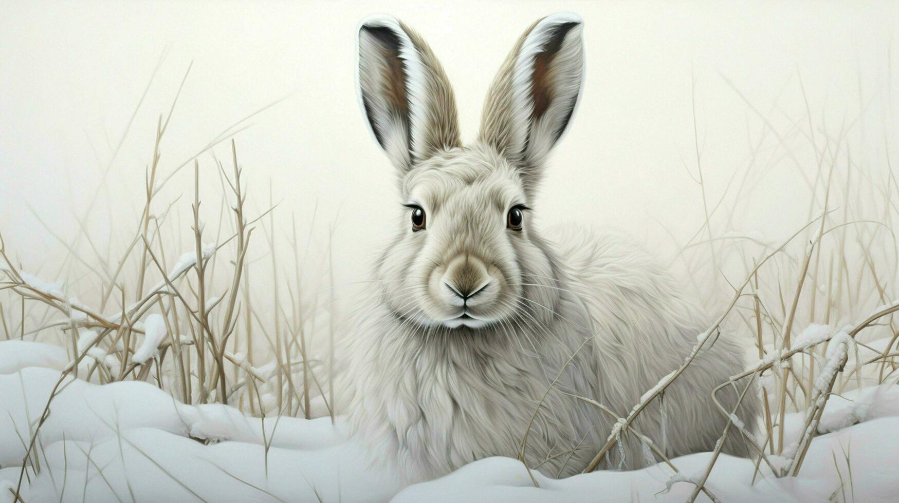 ai gerado raquete de neve lebre natura animal papel de parede fundo foto