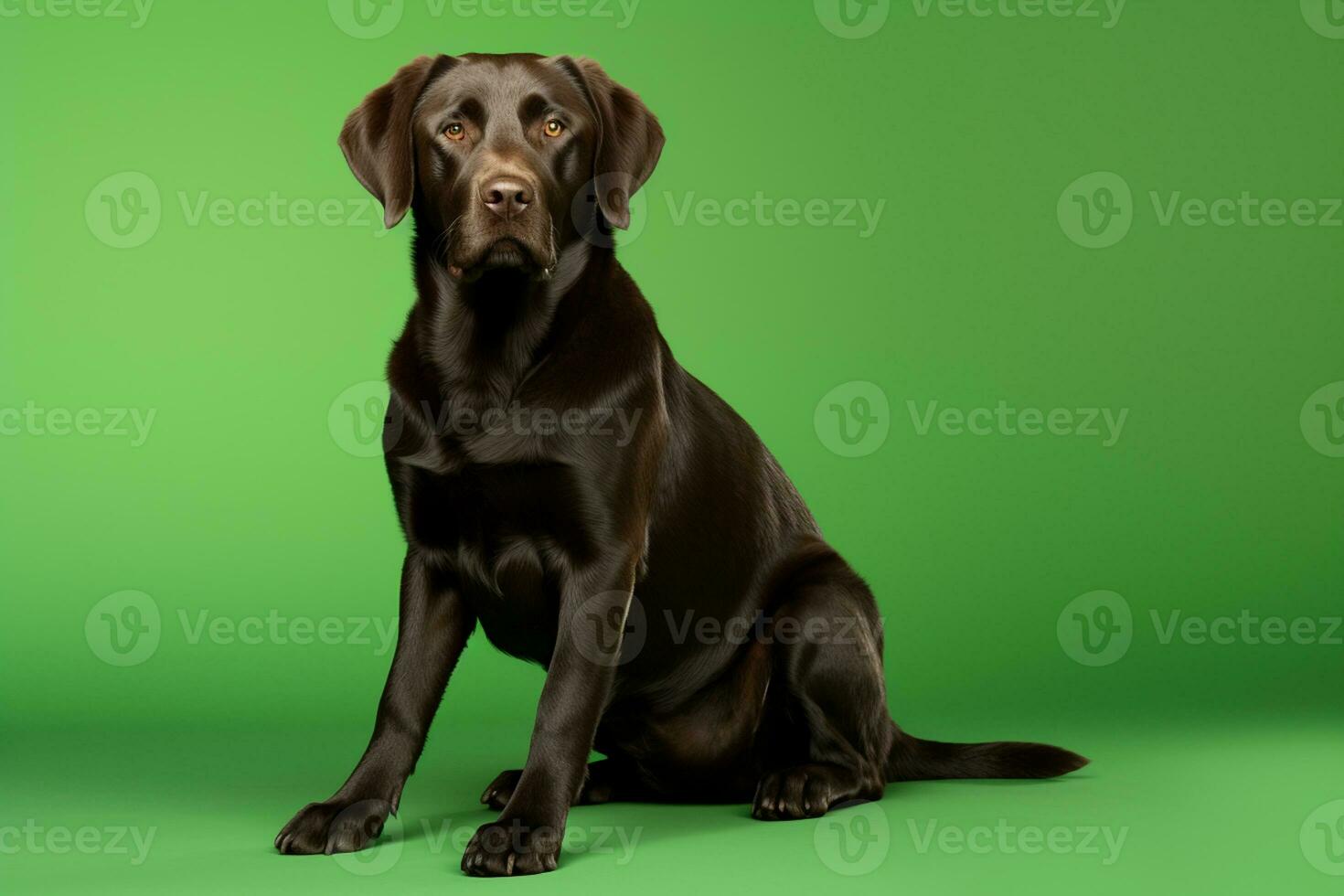 ai gerado uma labrador retriever cachorro é em pé em uma verde tela foto