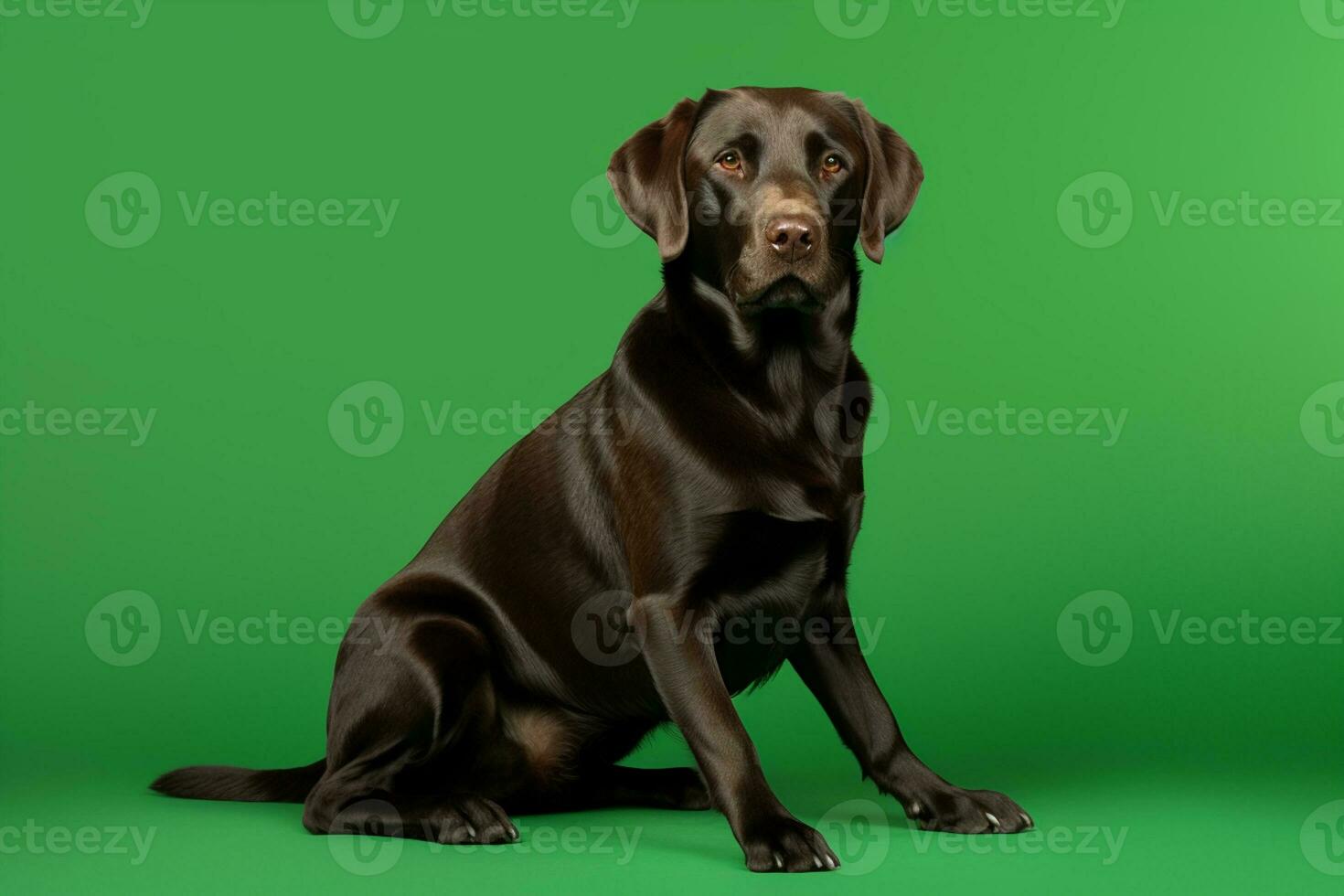 ai gerado uma labrador retriever cachorro é em pé em uma verde tela foto