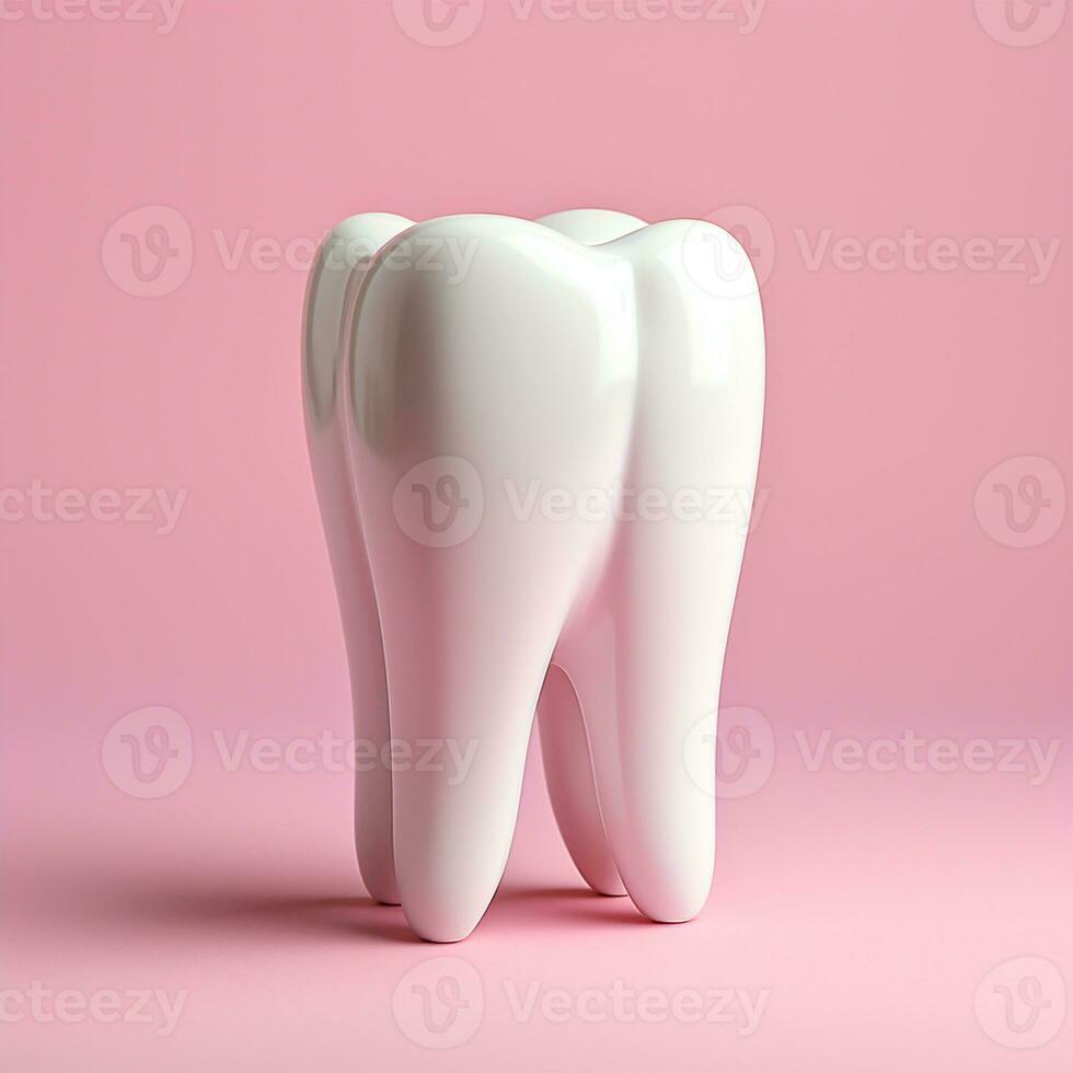 ai gerado uma neve -branco dente em uma Rosa fundo, a conceito do odontologia - ai gerado imagem foto