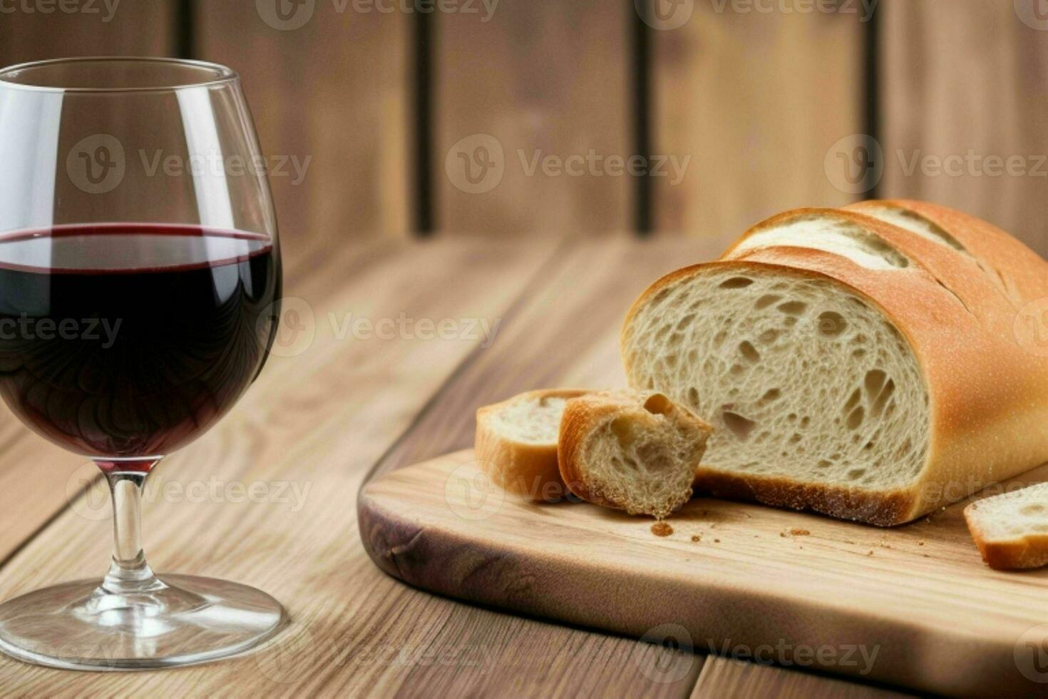 ai gerado copo do vinho com pão. pró foto