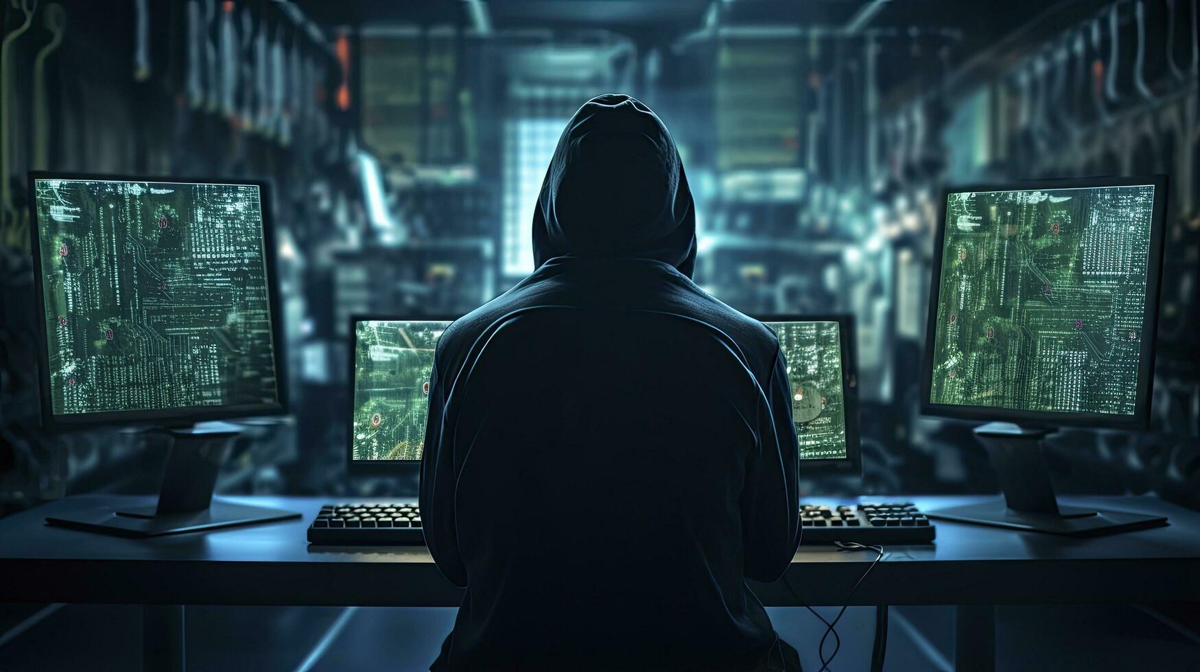 ai gerado hacker. uma vislumbre para dentro a mundo do cyber conspirações. ai gerado foto