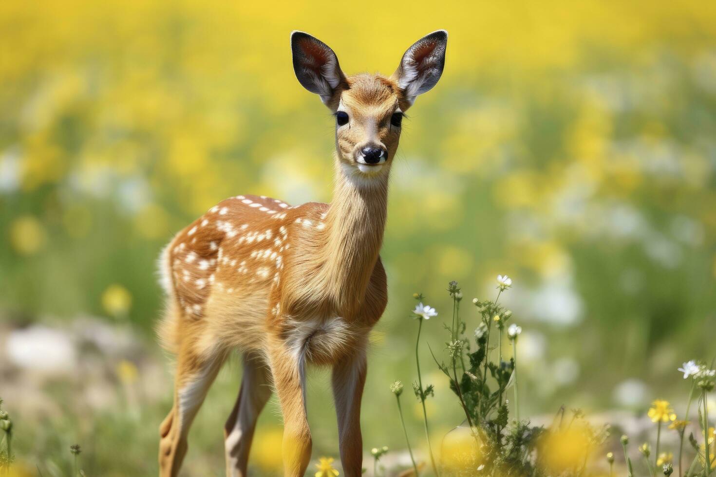 ai gerado fêmea ovas veado com lindo flor. ai gerado foto