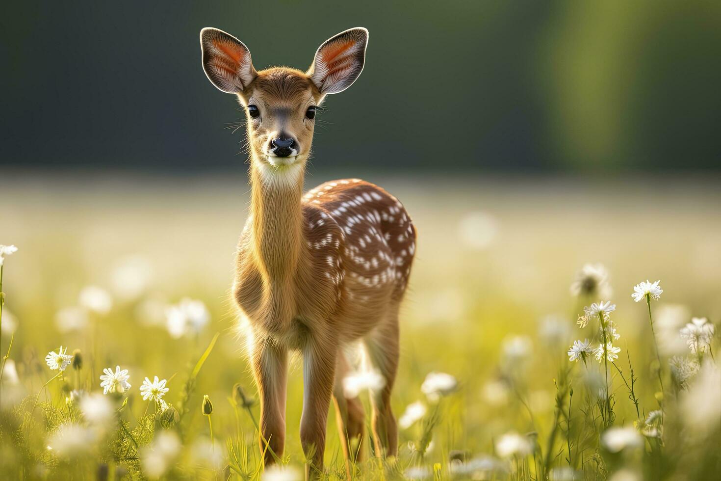 ai gerado fêmea ovas veado com lindo flor. ai gerado foto