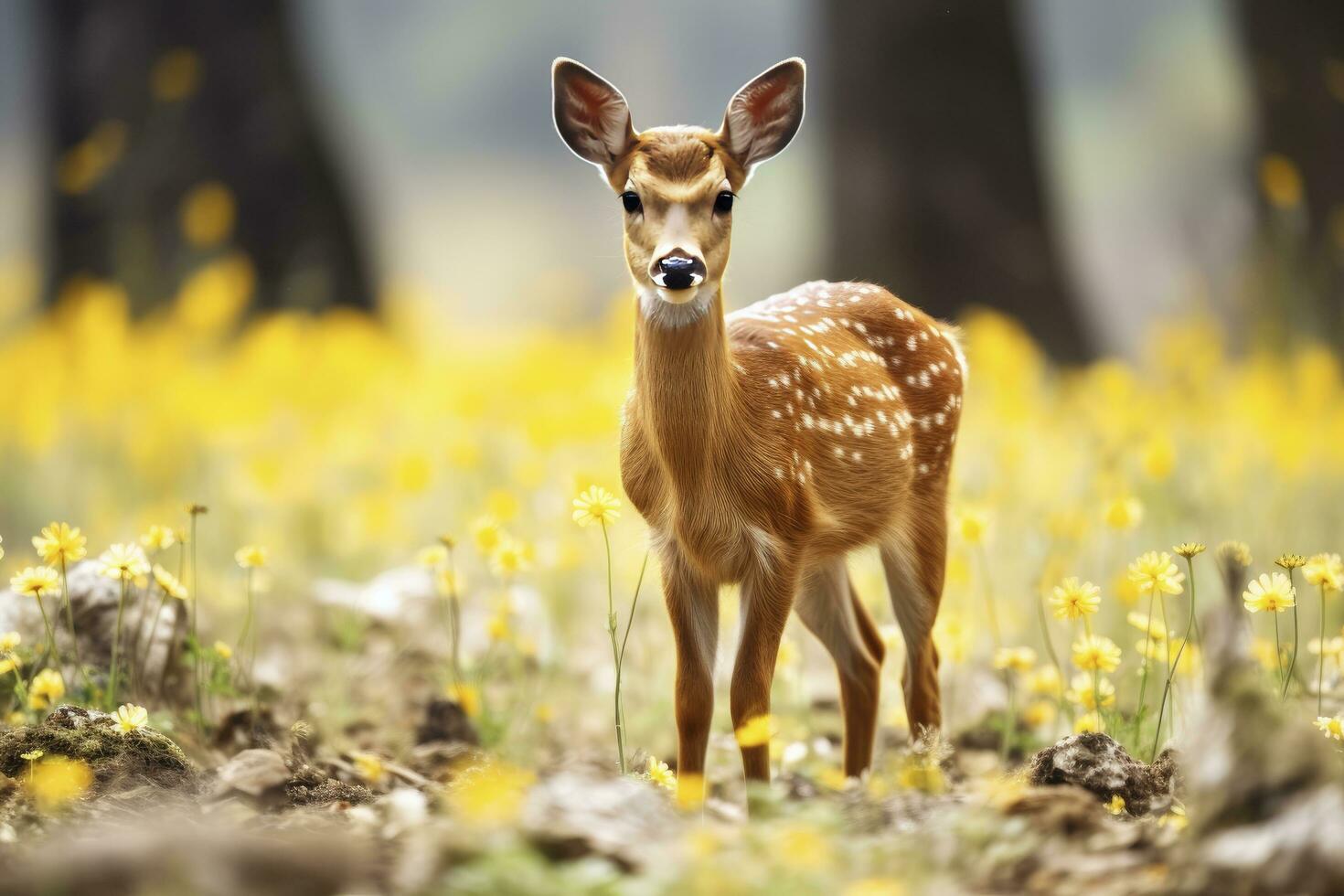 ai gerado fêmea ovas veado com lindo flor. ai gerado foto