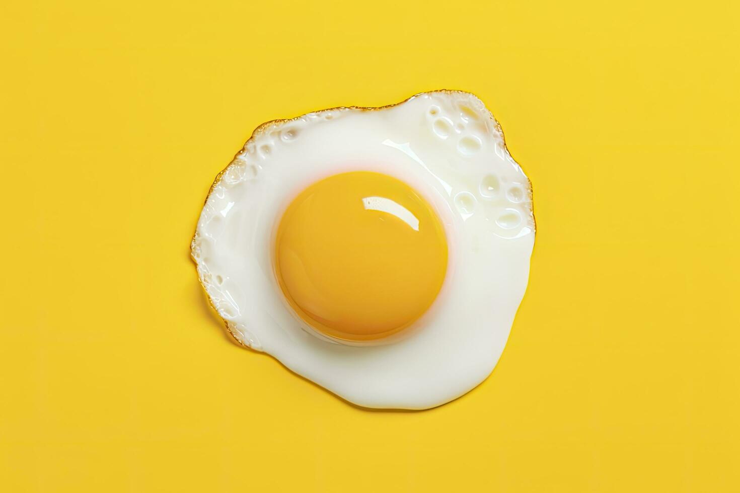 ai gerado frito ovo em uma amarelo fundo. ai gerado foto