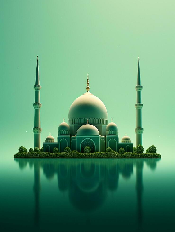 ai gerado islâmico eid Mubarak cumprimento cartão com islâmico fundo foto