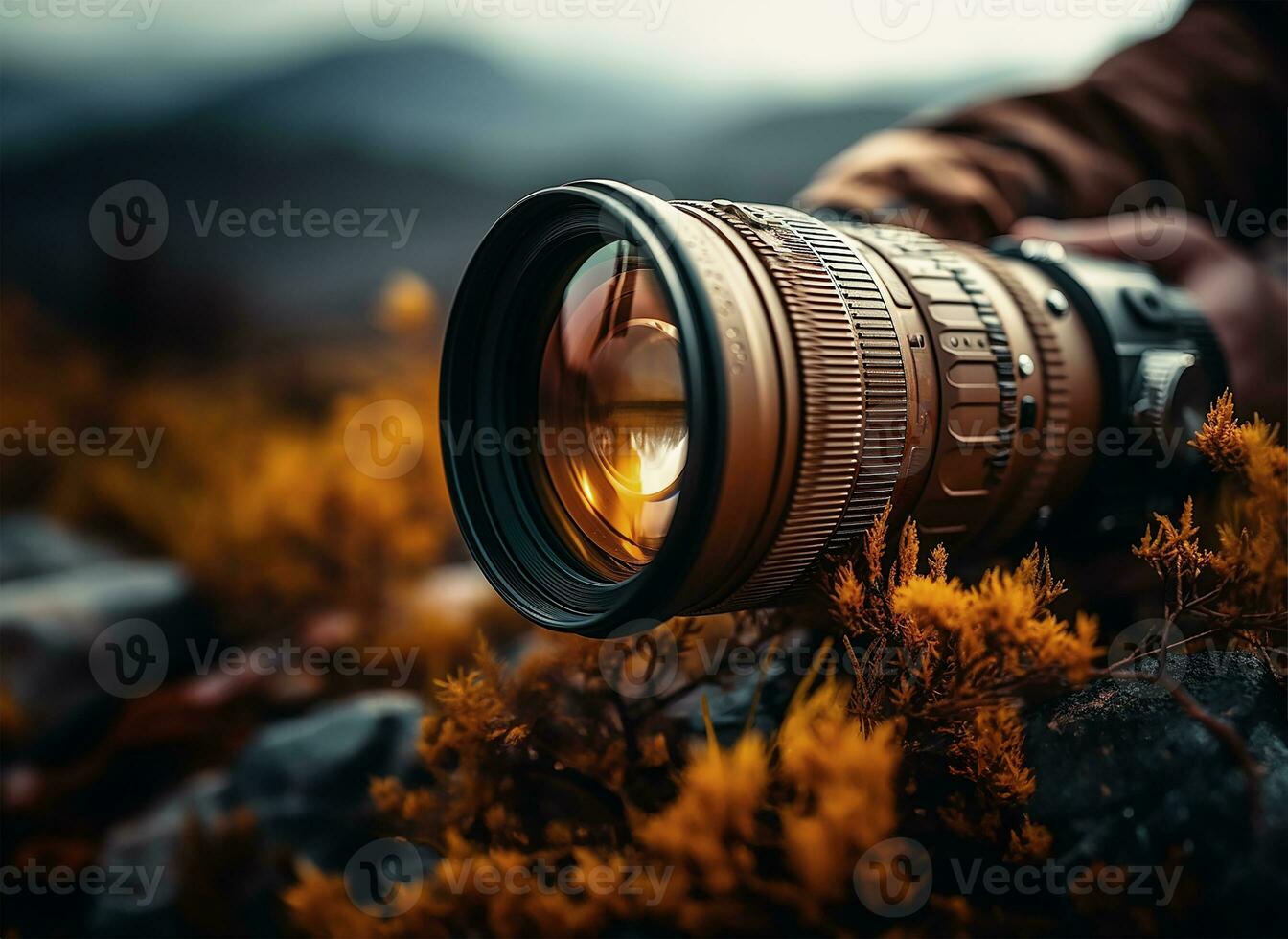 ai gerado pessoa praticando responsável animais selvagens fotografia com uma telefoto lente foto